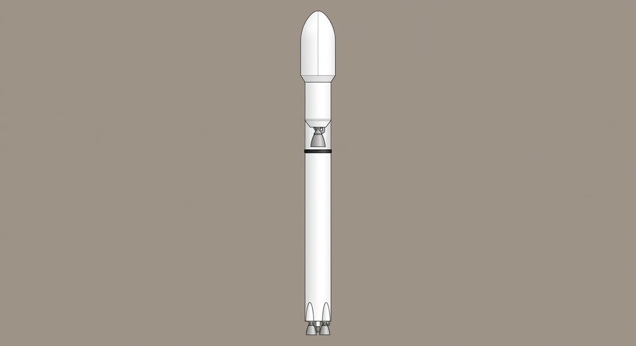 Side view of the stretched Zhuque-2E: white two-stage rocket, 3.35 meter tanks, a wider 4.2 meter fairing, four engines, no fins and no landing legs.